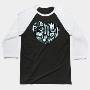 Go veggie // heart print // black background pine and mint vegetables Baseball T-Shirt